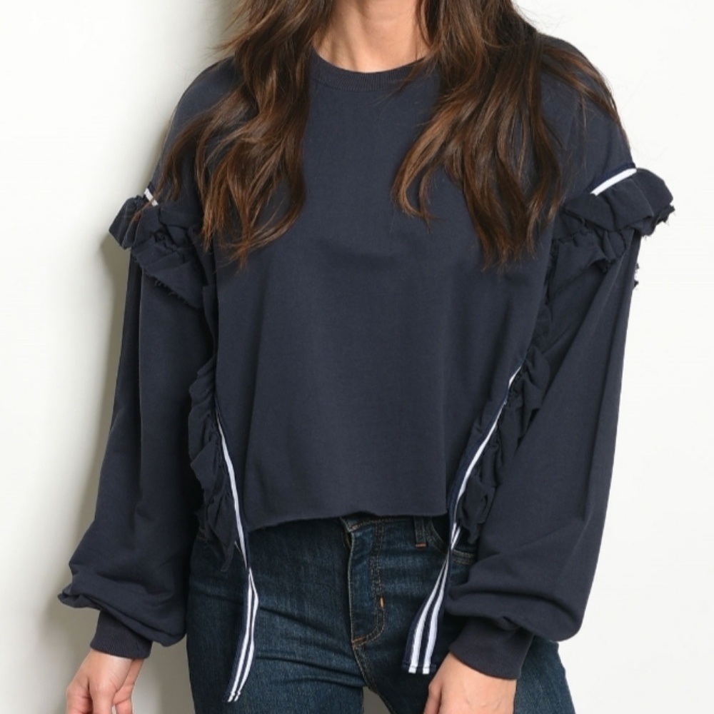 *HP*Navy Ruffle detail Sweatshirt
